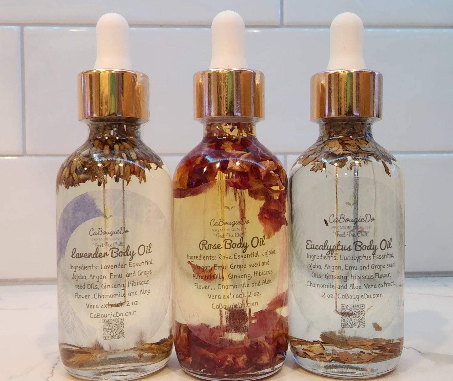 CaBougieDo Body Oil 3 Pack Bundle- (Eucalyptus, Lavender & Rose Oils)