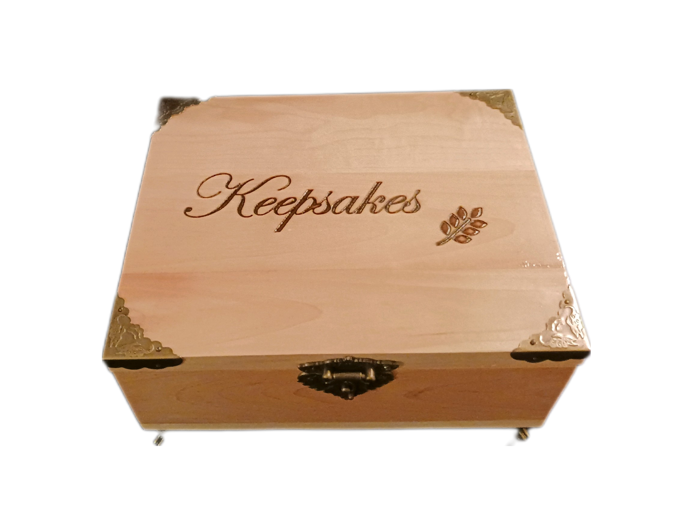 CaBougieDo® Solid Maple Wood Keepsake Box with Brass Antique Hinges & Legs (Large Size: 8" x 10" x 2.5")