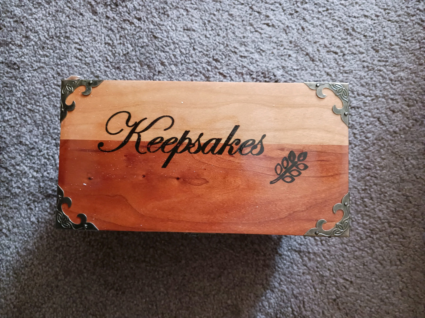 CaBougieDo® Solid Cherry Wood Keepsake Box with Brass Antique Hinges & Legs (Small Size: 6" x 4" x 2.5")