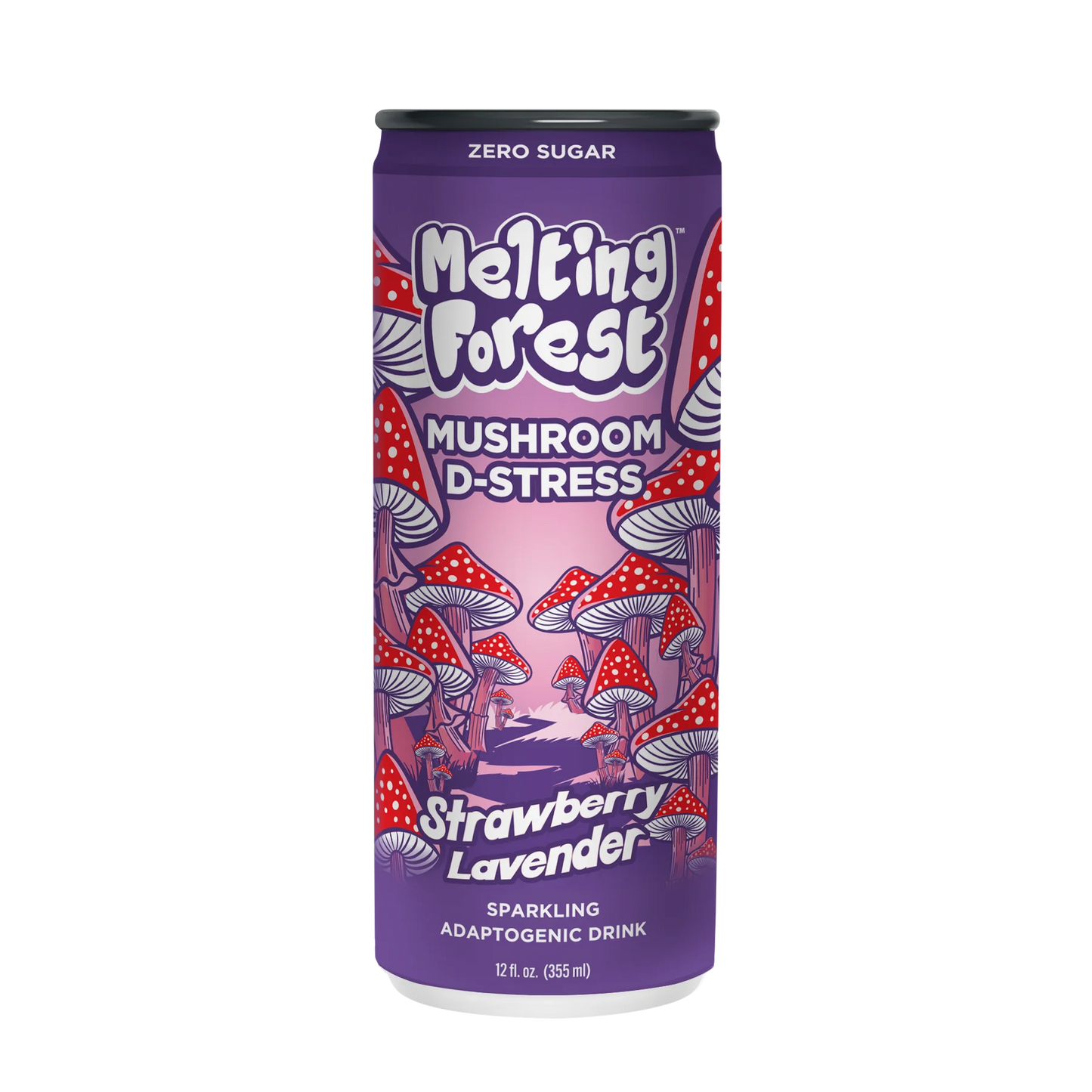 Melting Forest Mushroom Sparkling Water 12-Pack (D-Stress Strawberry Lavender)