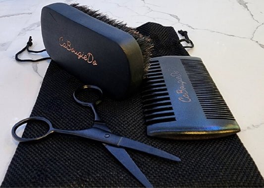 CaBougieDo Beard Brush, Comb & Scissor Set