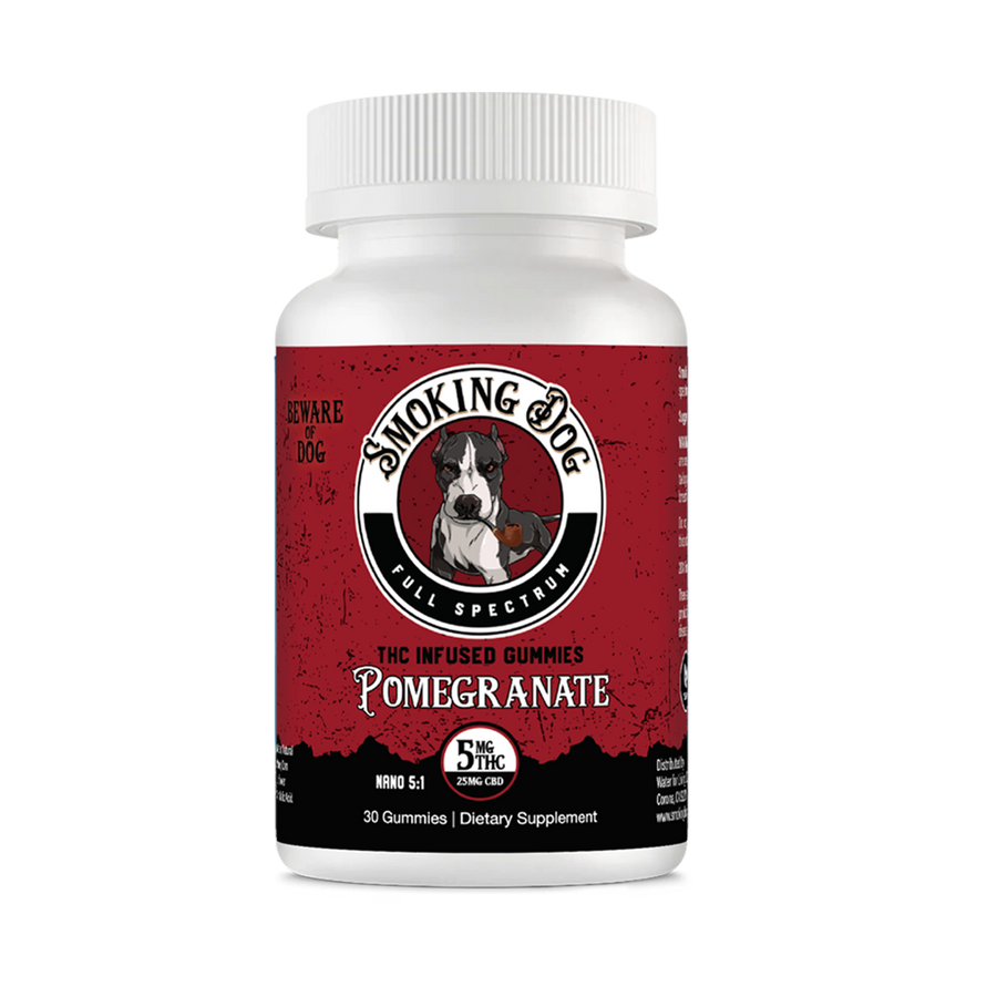 Smoking Dog Pomegranate - 25mg CBD / 5mg THC Gummies