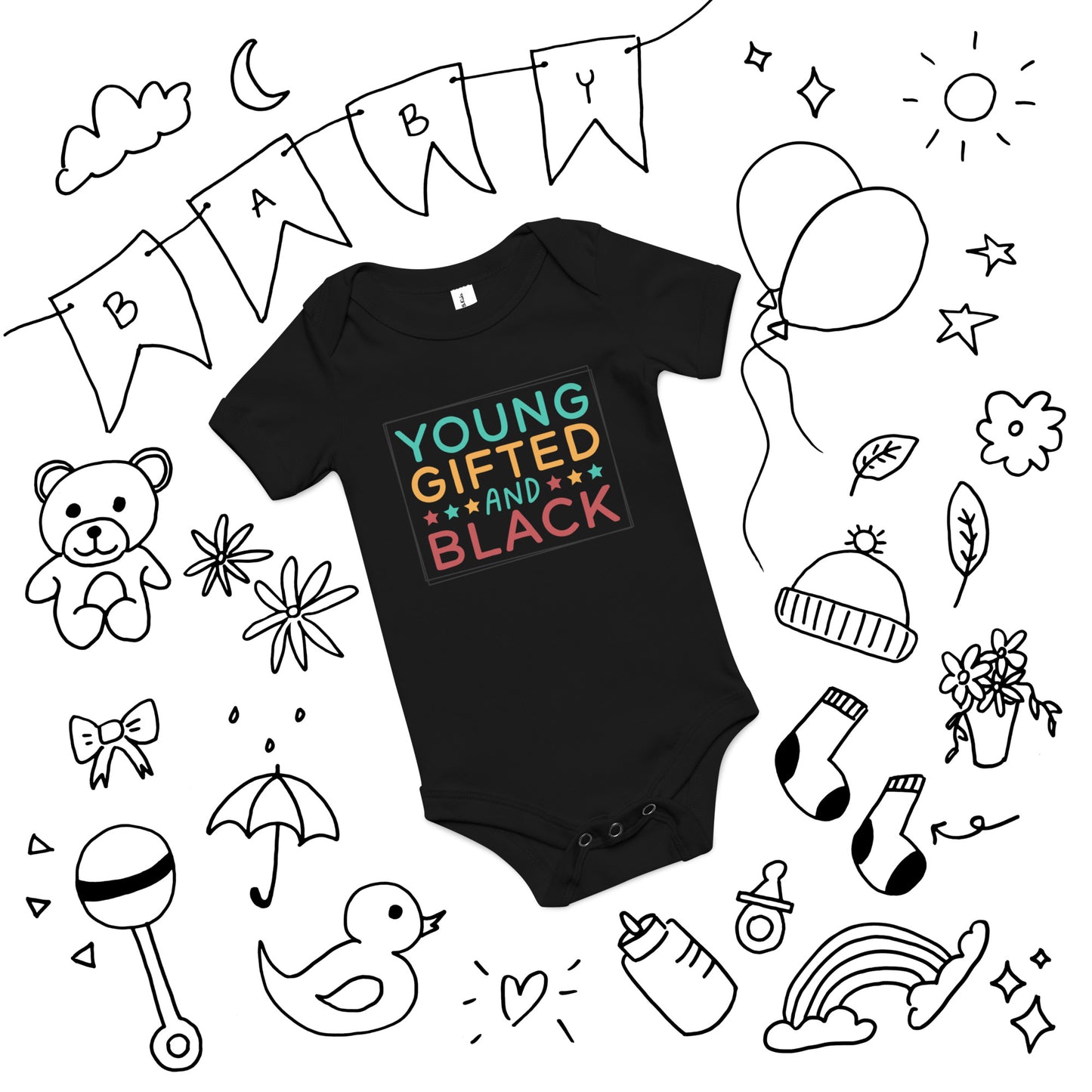 Baby short sleeve one piece - Juneteenth Young Gifted and Black