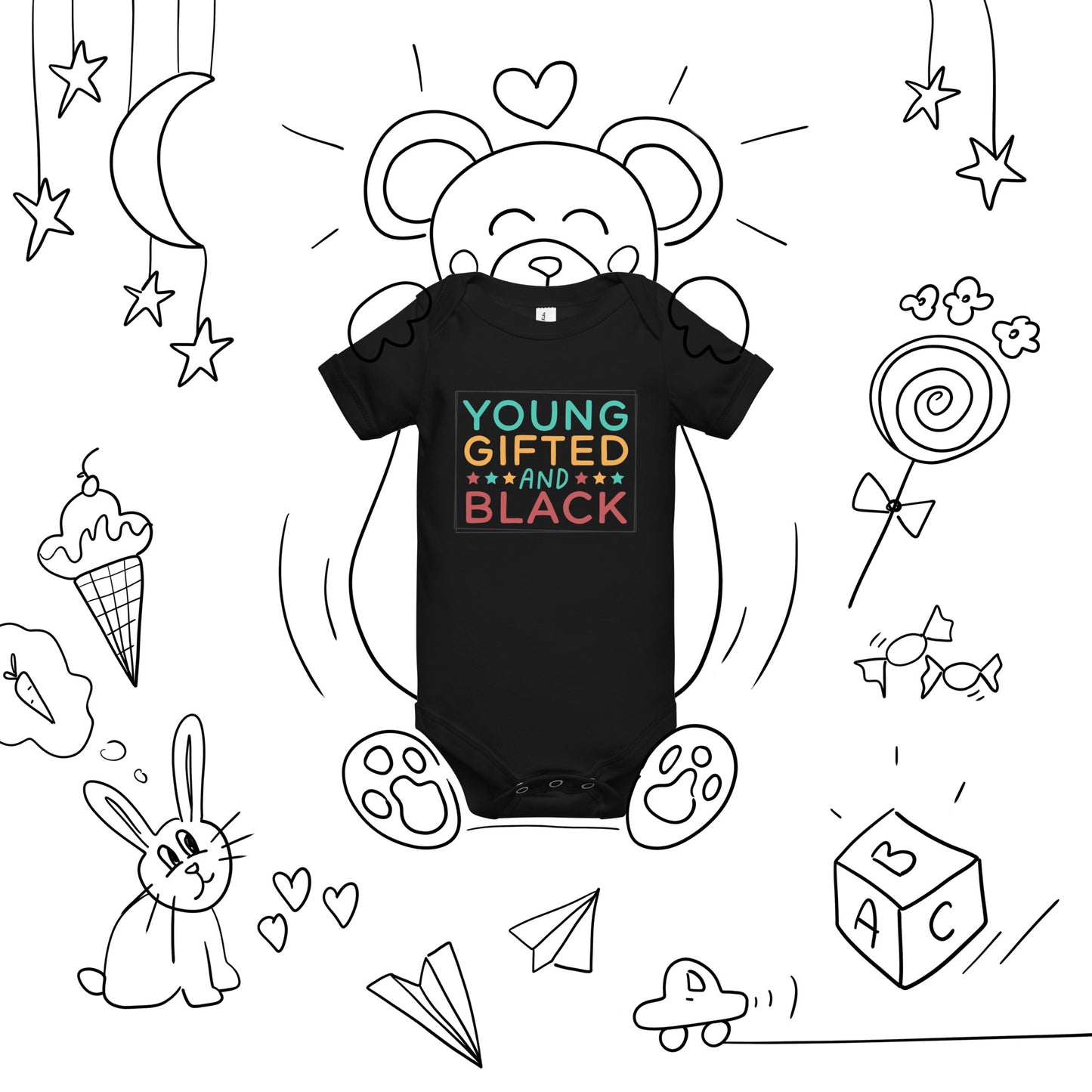 Baby short sleeve one piece - Juneteenth Young Gifted and Black