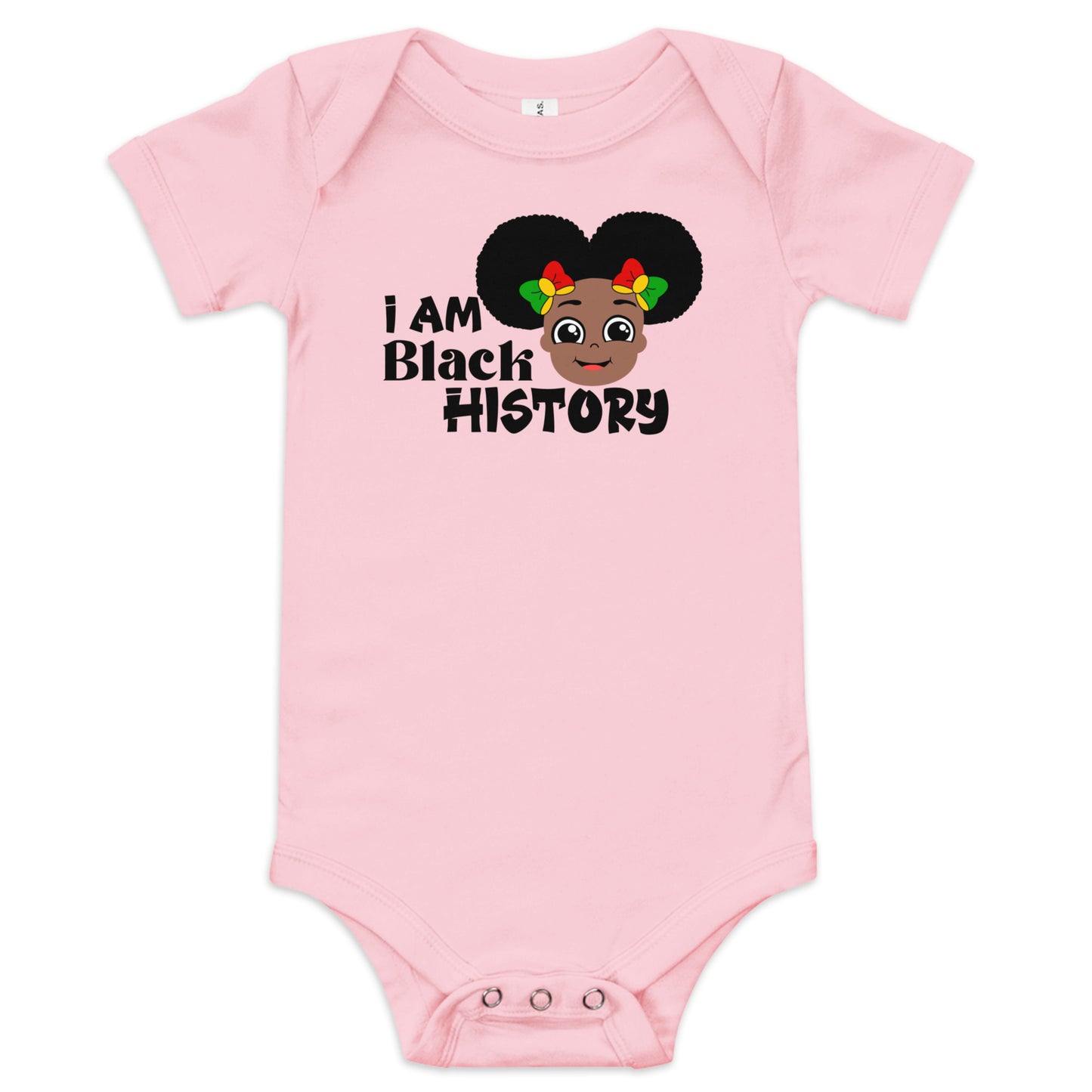 Baby short sleeve one piece - I  Am Black History (Girl with Afro Puffs)