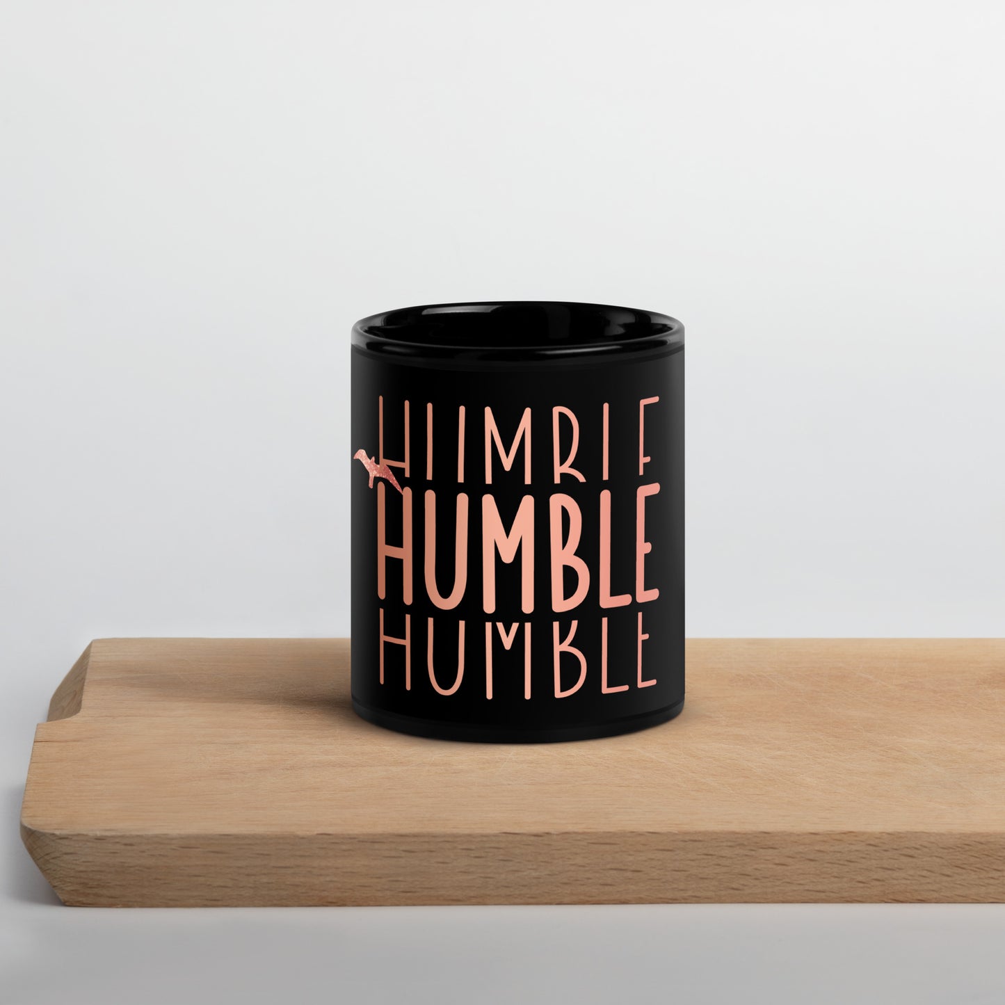 Black Glossy Mug- Humble in Rose Gold