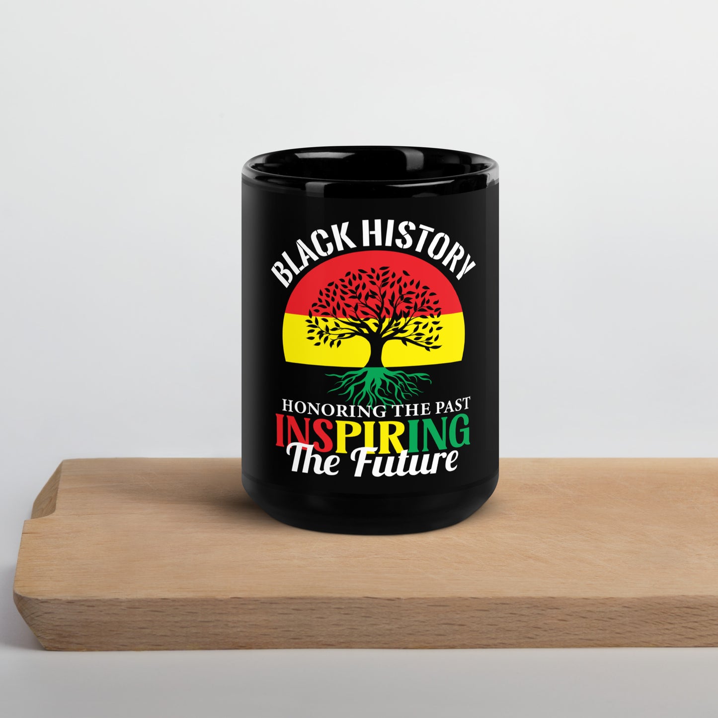 Black Glossy Mug - Black History Remembering the Past Inspiring the Future