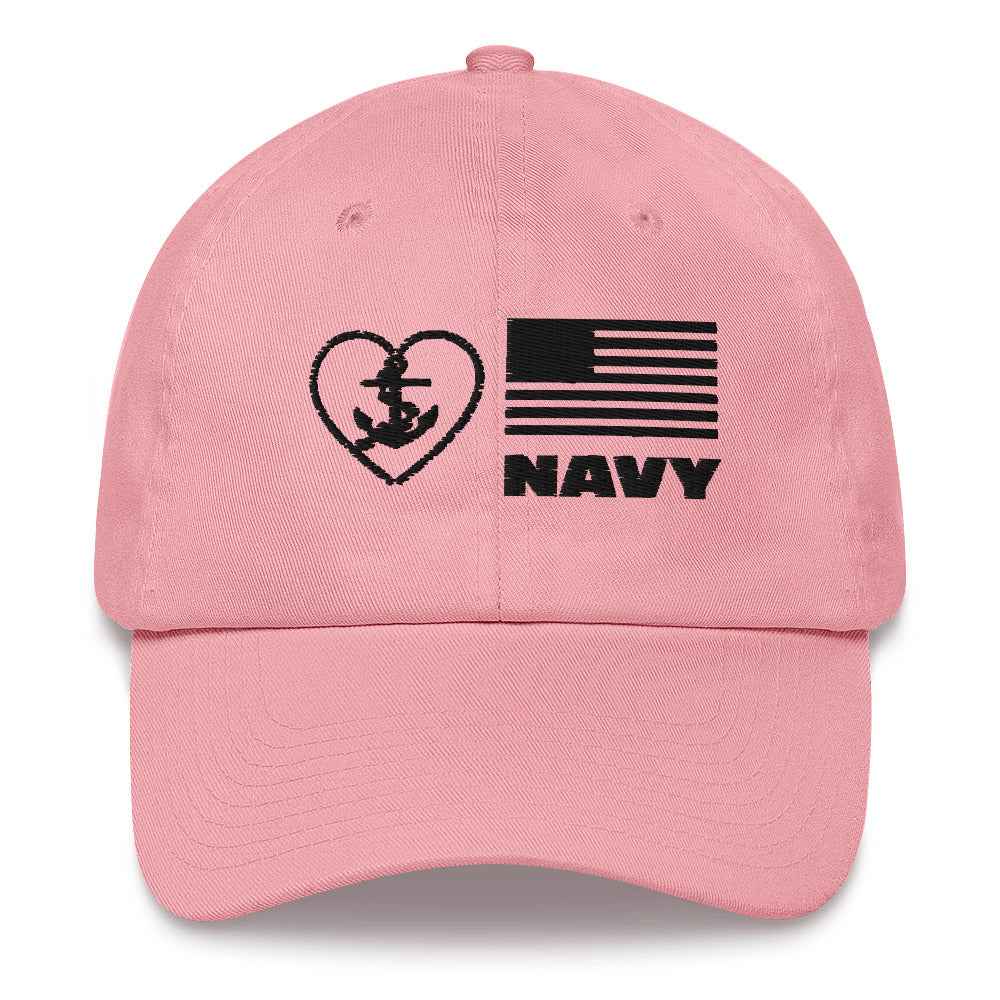 Dad hat - Navy Anchor & Flag (Black)