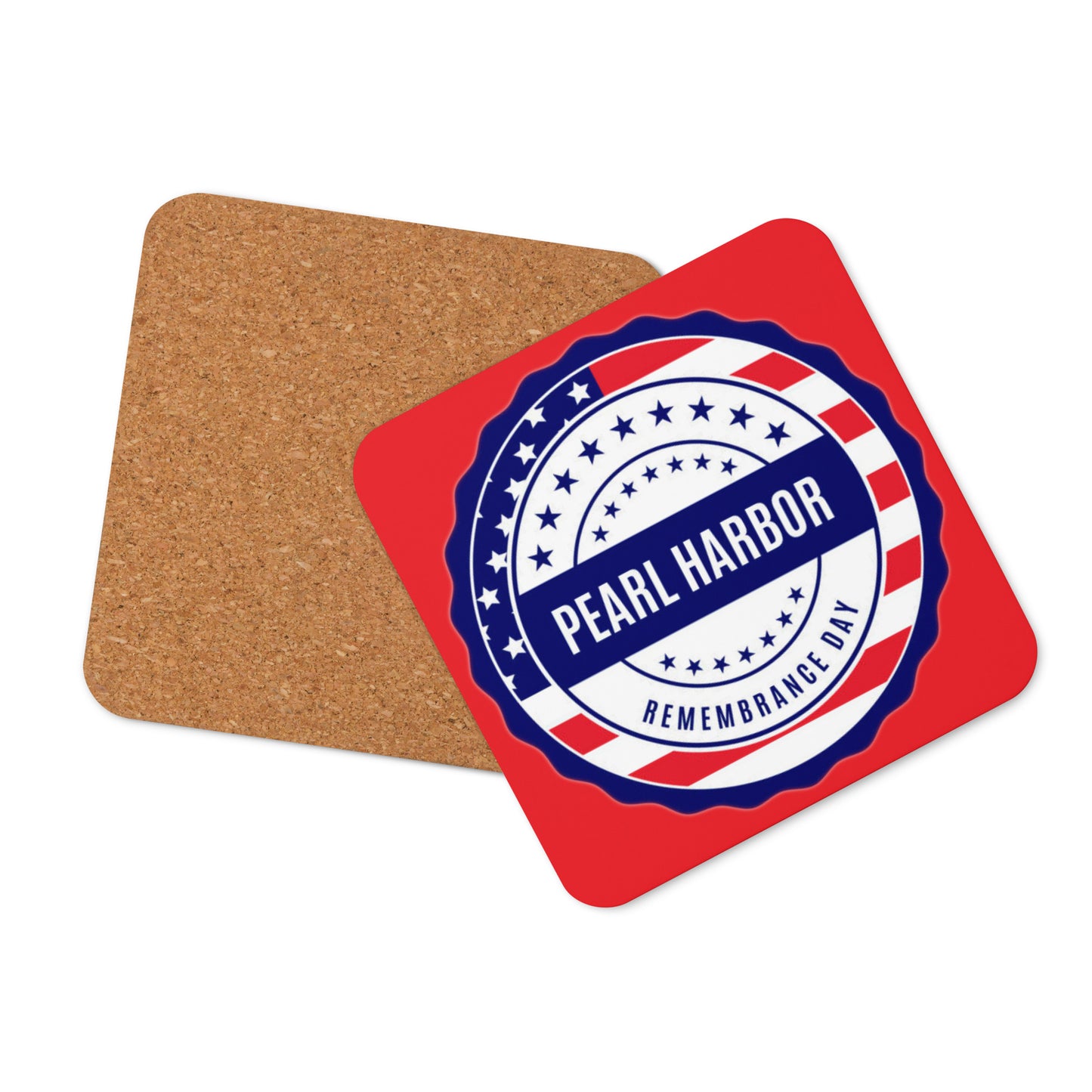 Cork-back coaster - Pearl Harbor Remembrance Day (Red)