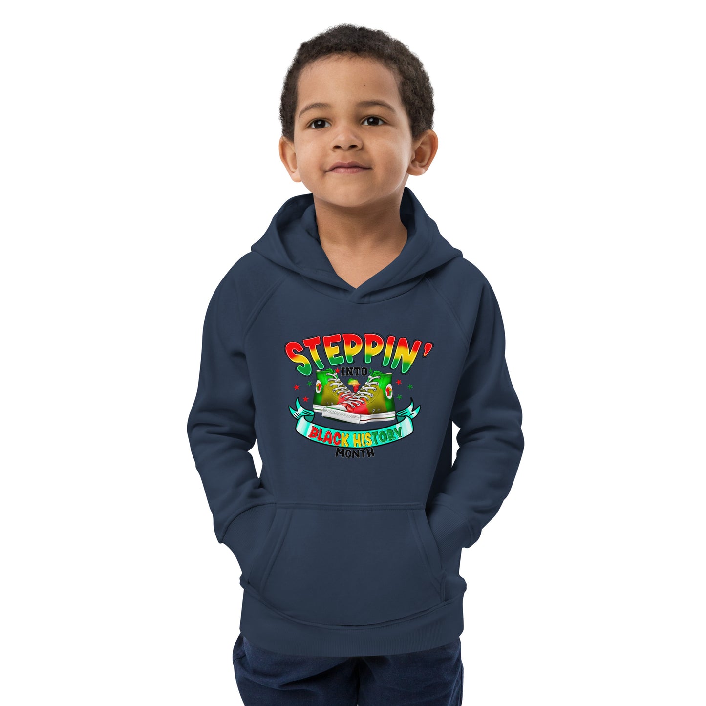 Kids eco hoodie - Steppin Into Black History Month