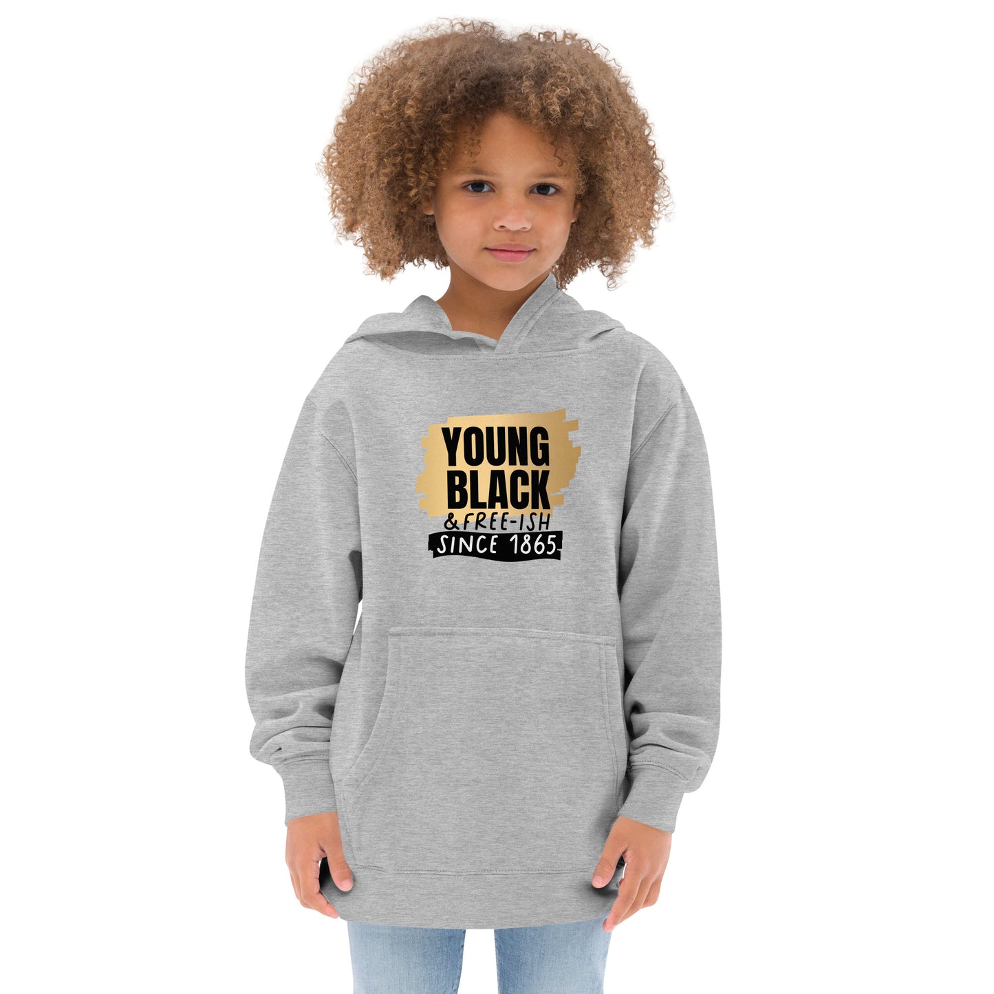 Kids fleece hoodie - Juneteenth Young Black Freeish Since 1865