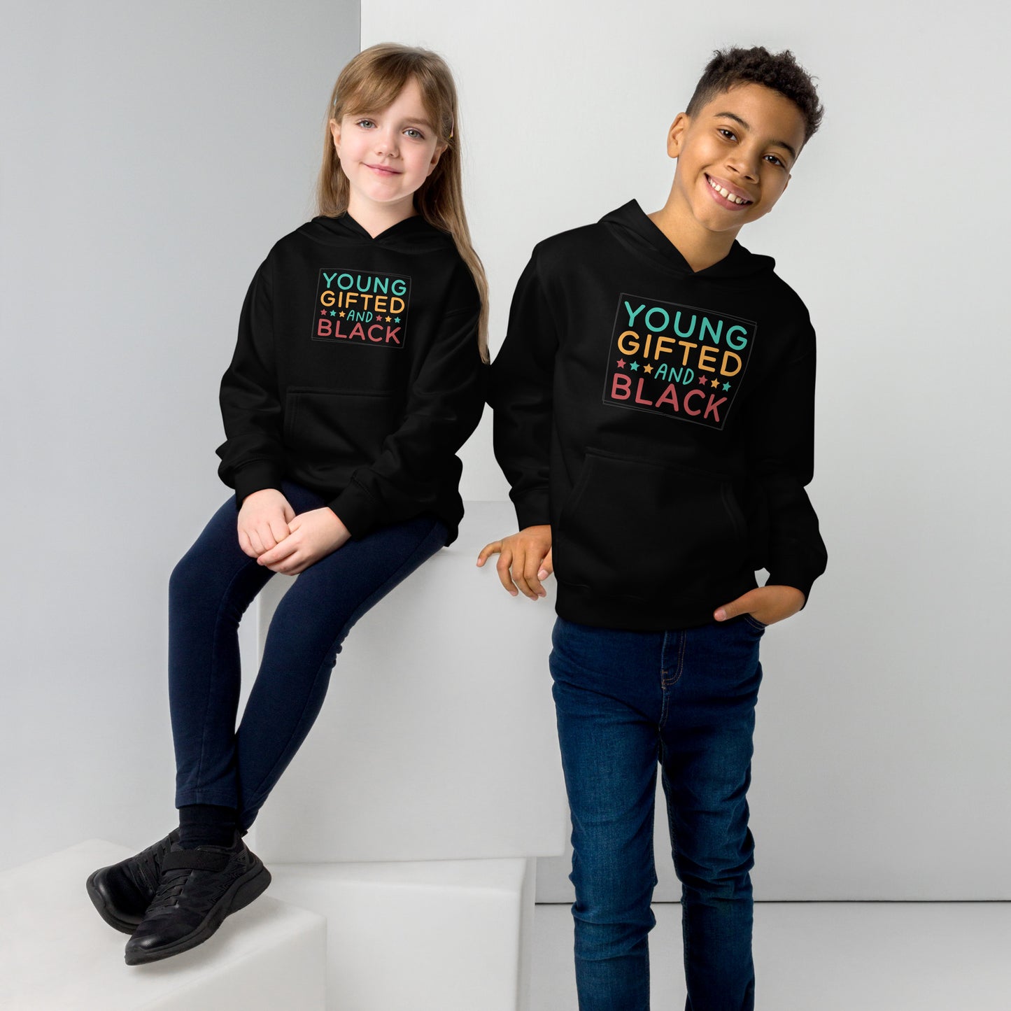 Kids fleece hoodie - Juneteenth Young Gifted and Black