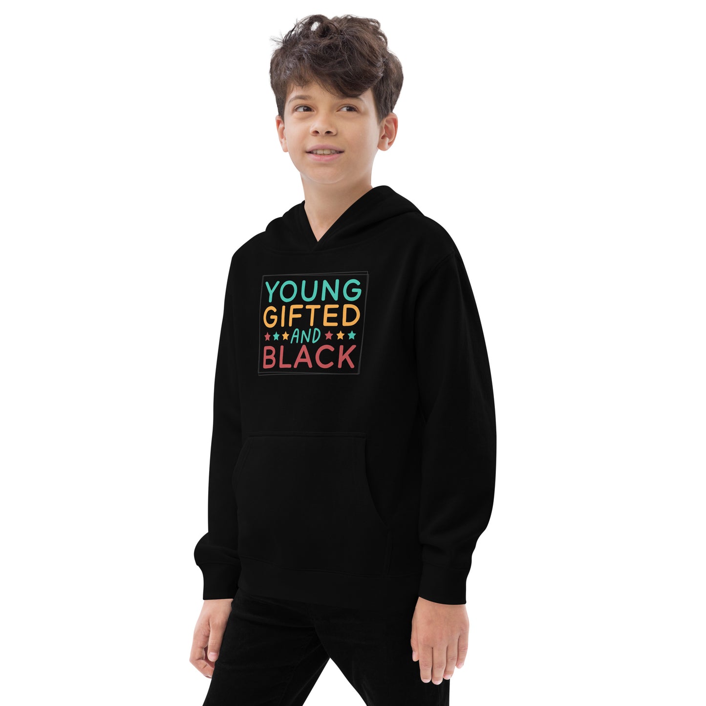 Kids fleece hoodie - Juneteenth Young Gifted and Black
