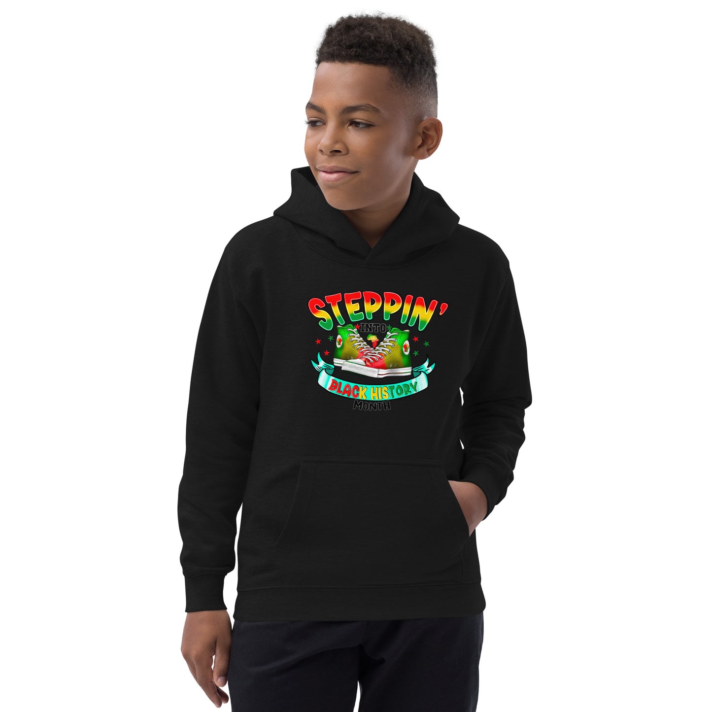 Kids Hoodie - Steppin Into Black History Month