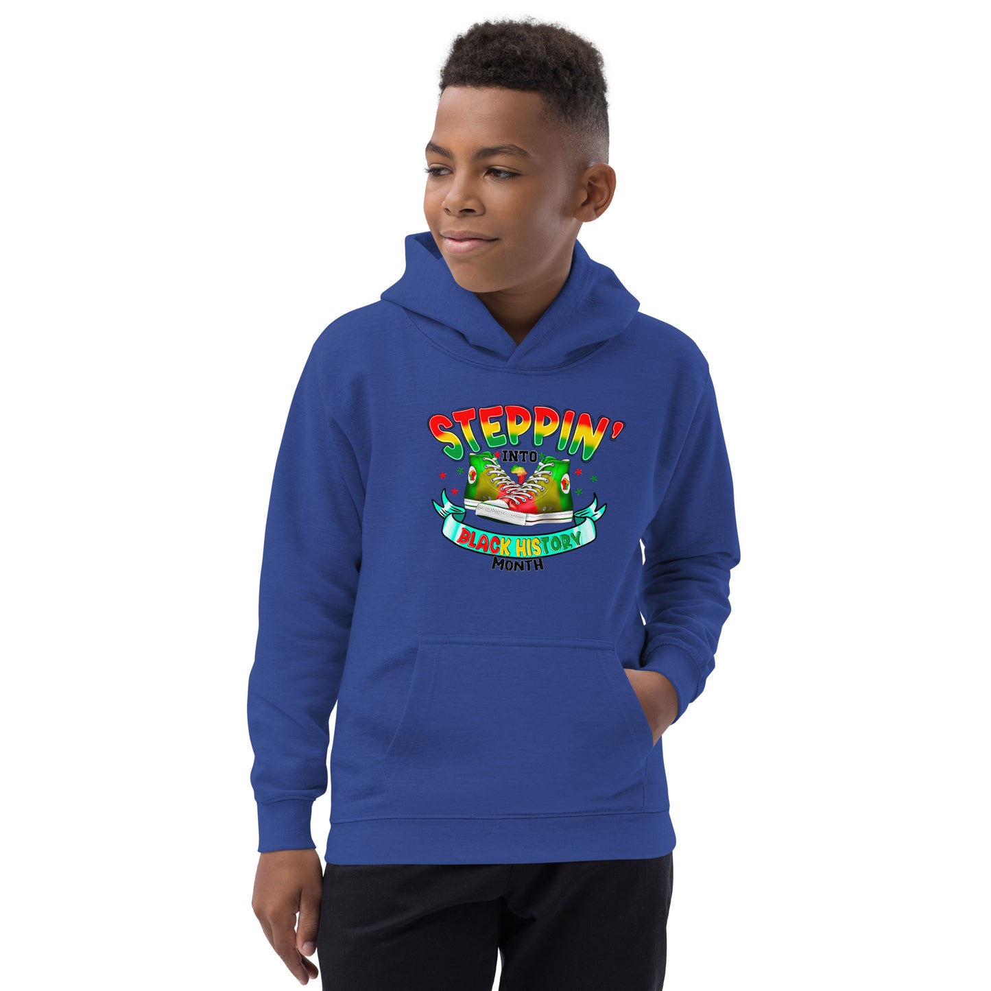 Kids Hoodie - Steppin Into Black History Month