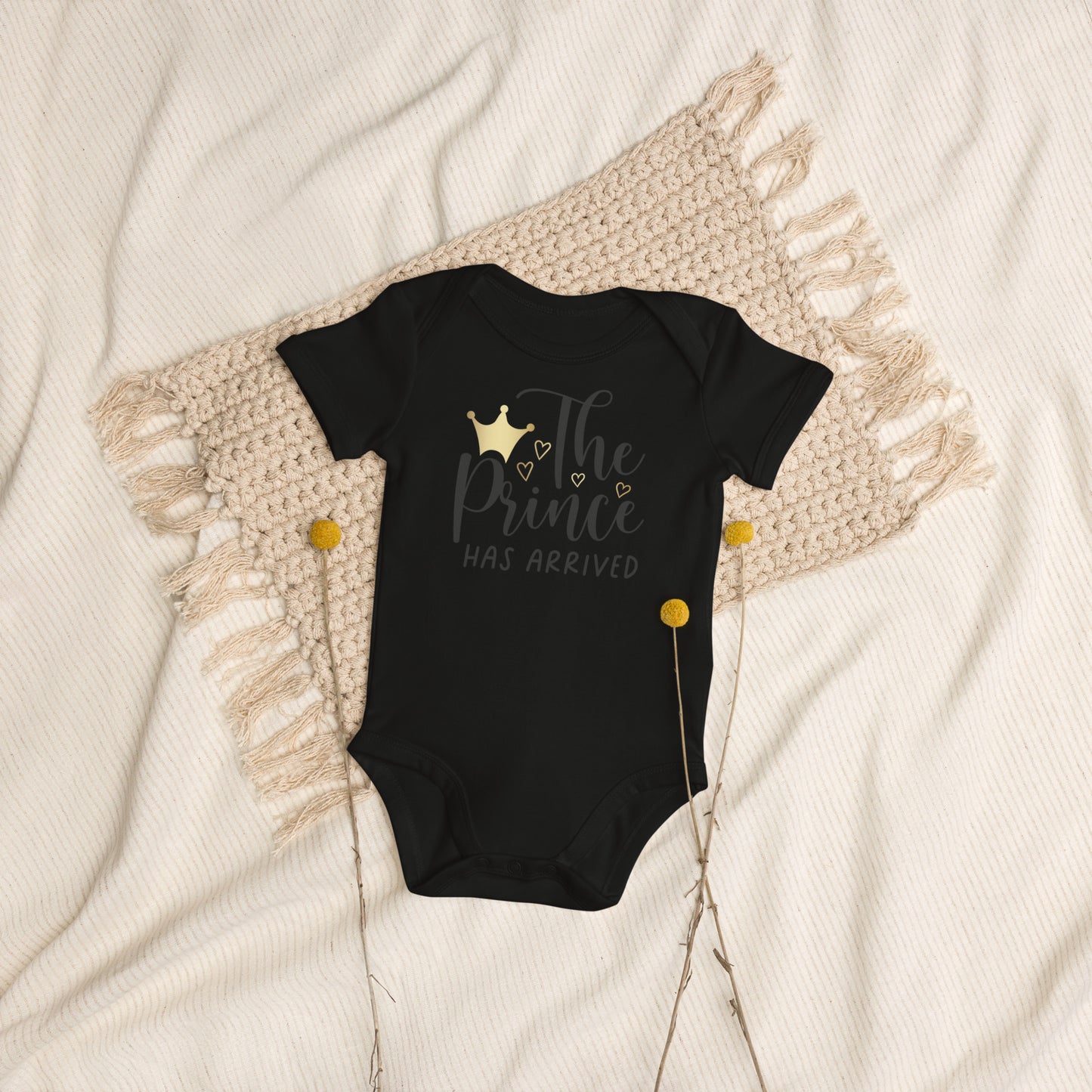 Organic cotton baby bodysuit - The Prince Has Arrived