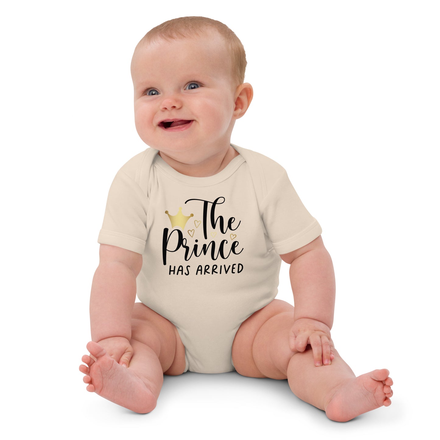 Organic cotton baby bodysuit - The Prince Has Arrived