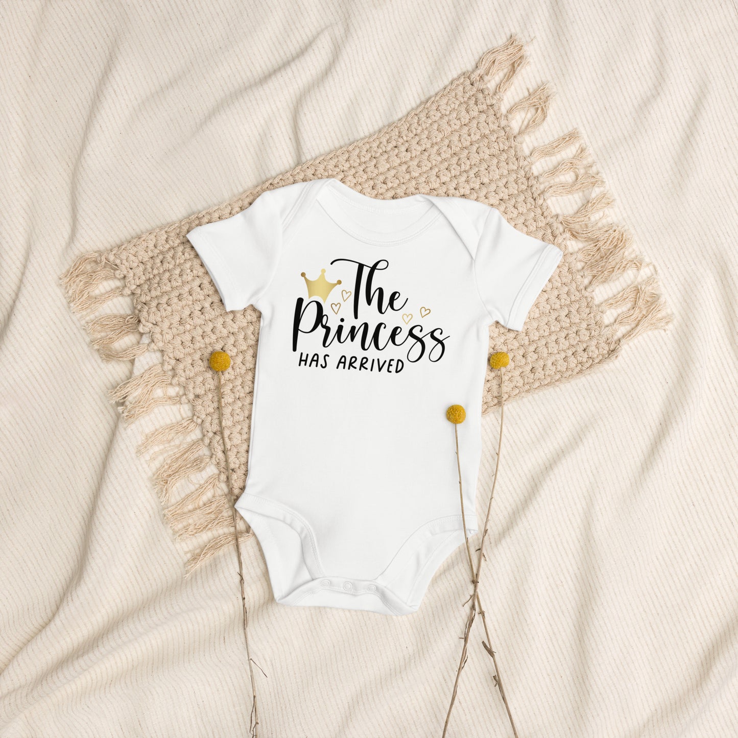 Organic cotton baby bodysuit - The Princess Has Arrived