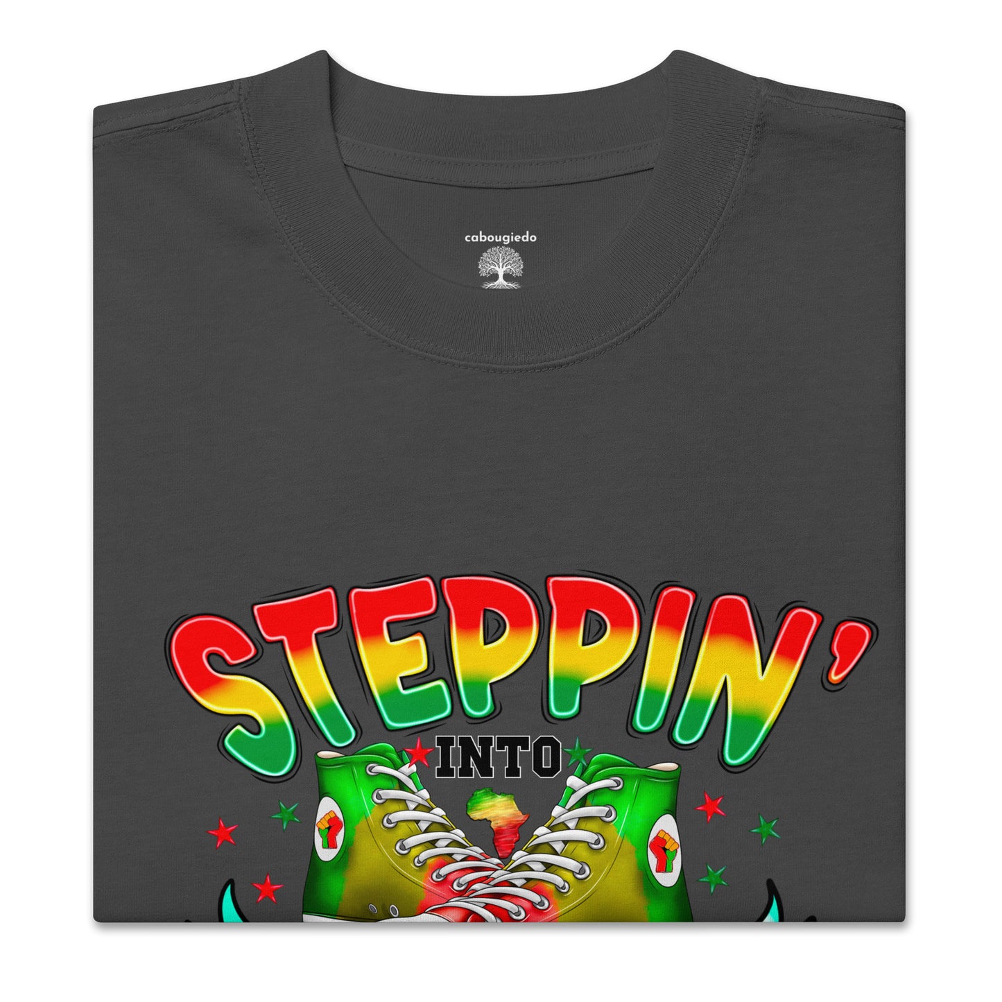 Oversized faded t-shirt - Steppin In Black History Month