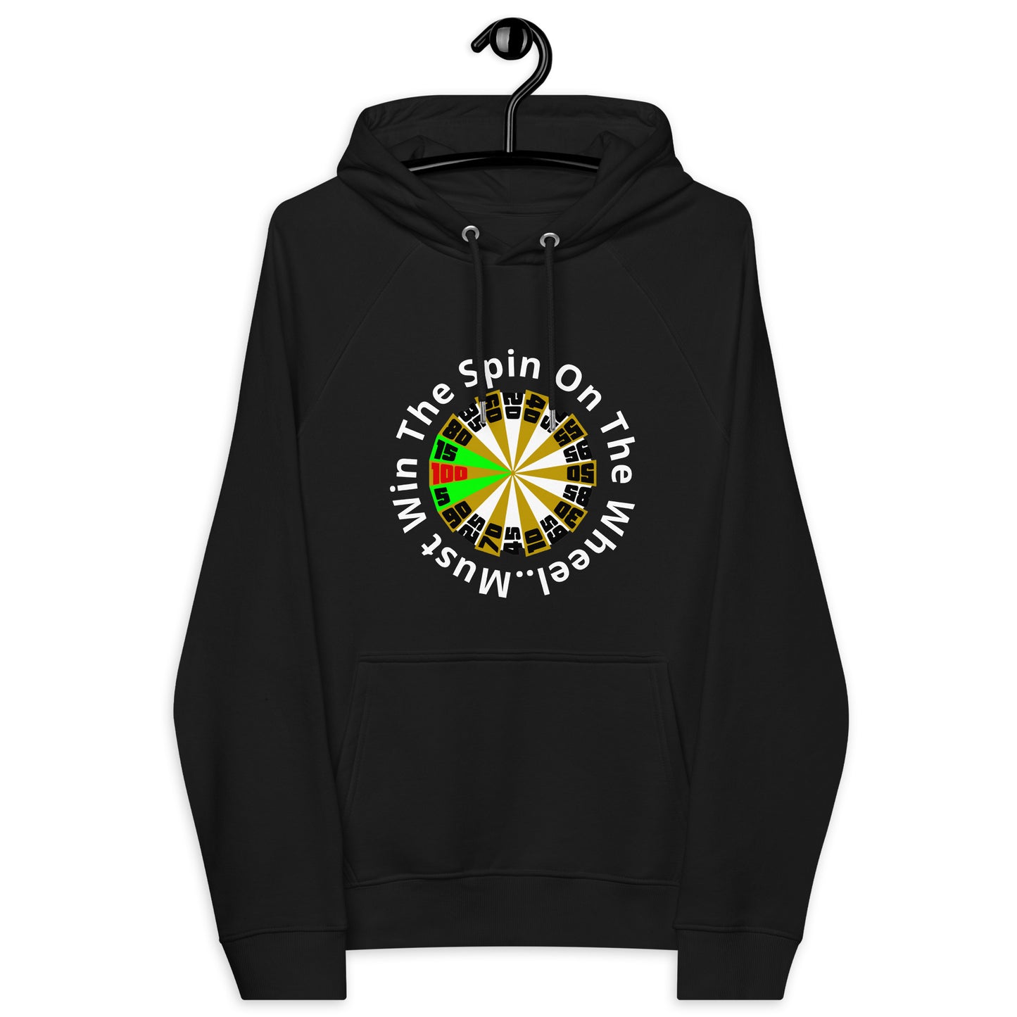 Unisex eco raglan hoodie - The Price Is Right - Spin The Wheel on Front - Greeting to Family & Friends on Back