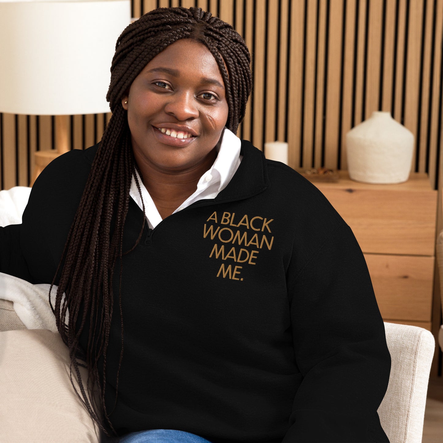 Unisex fleece pullover - A Black Woman Made Me