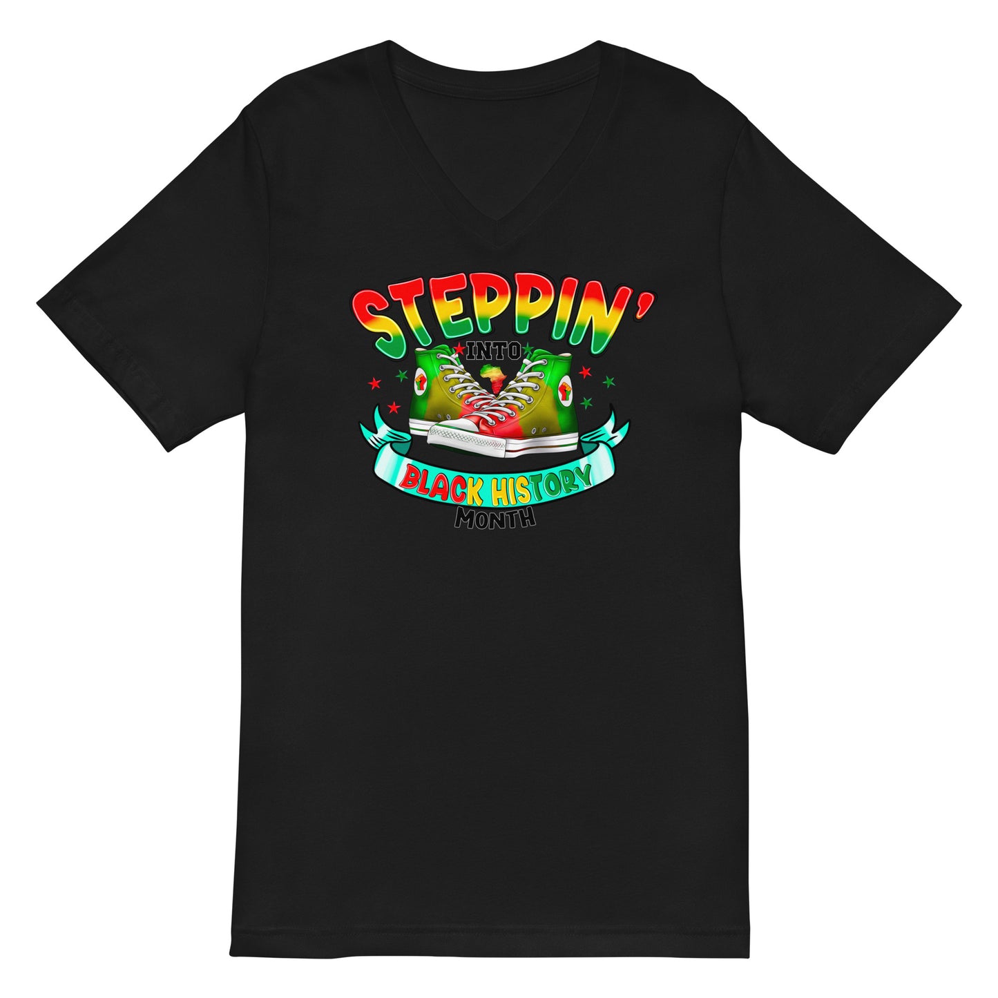 Unisex Short Sleeve V-Neck T-Shirt - Steppin In to Black History Month