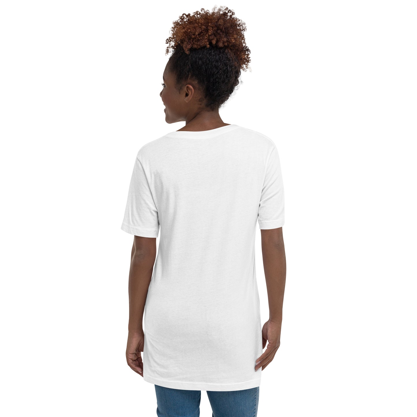 Women's Short Sleeve V-Neck T-Shirt - Aries Afro Queen