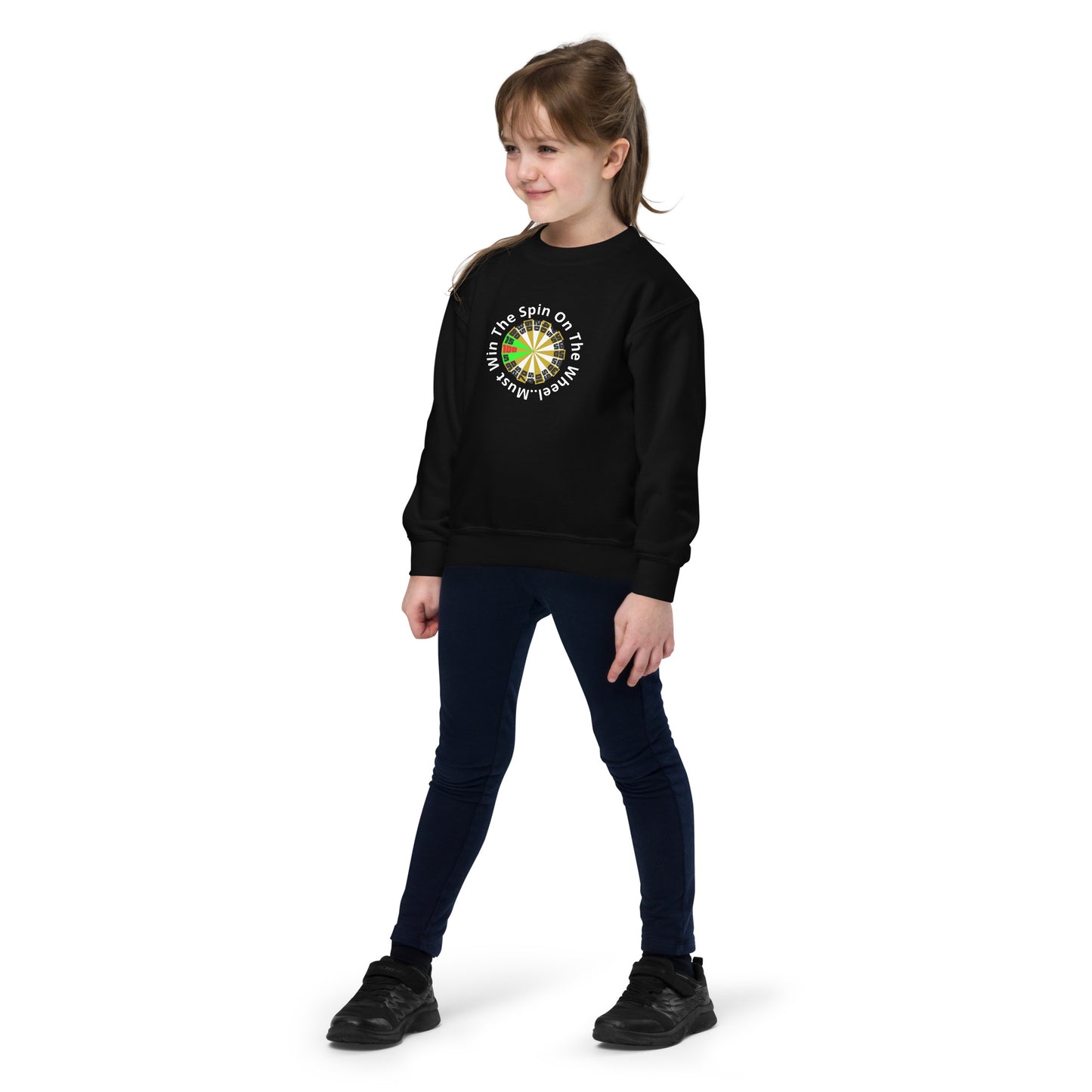 Youth crewneck sweatshirt - The Price Is Right - Spin The Wheel on Front - Greeting to Family & Friends on Back