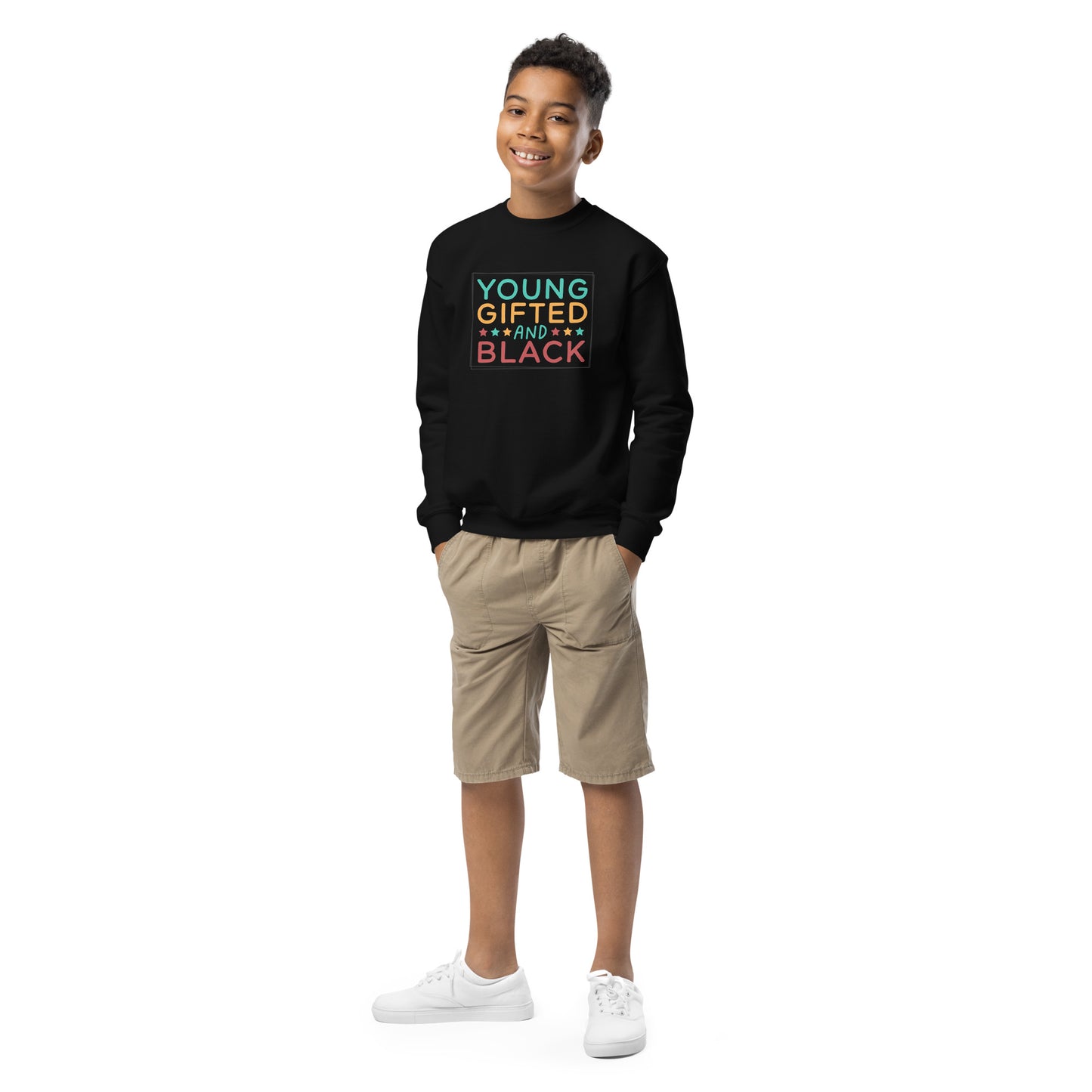 Youth crewneck sweatshirt - Juneteenth Young Gifted and Talented