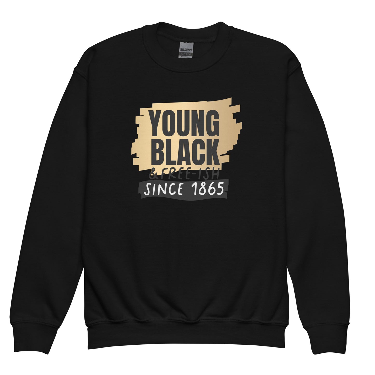 Youth crewneck sweatshirt - Juneteenth Young Black Freeish Since 1865