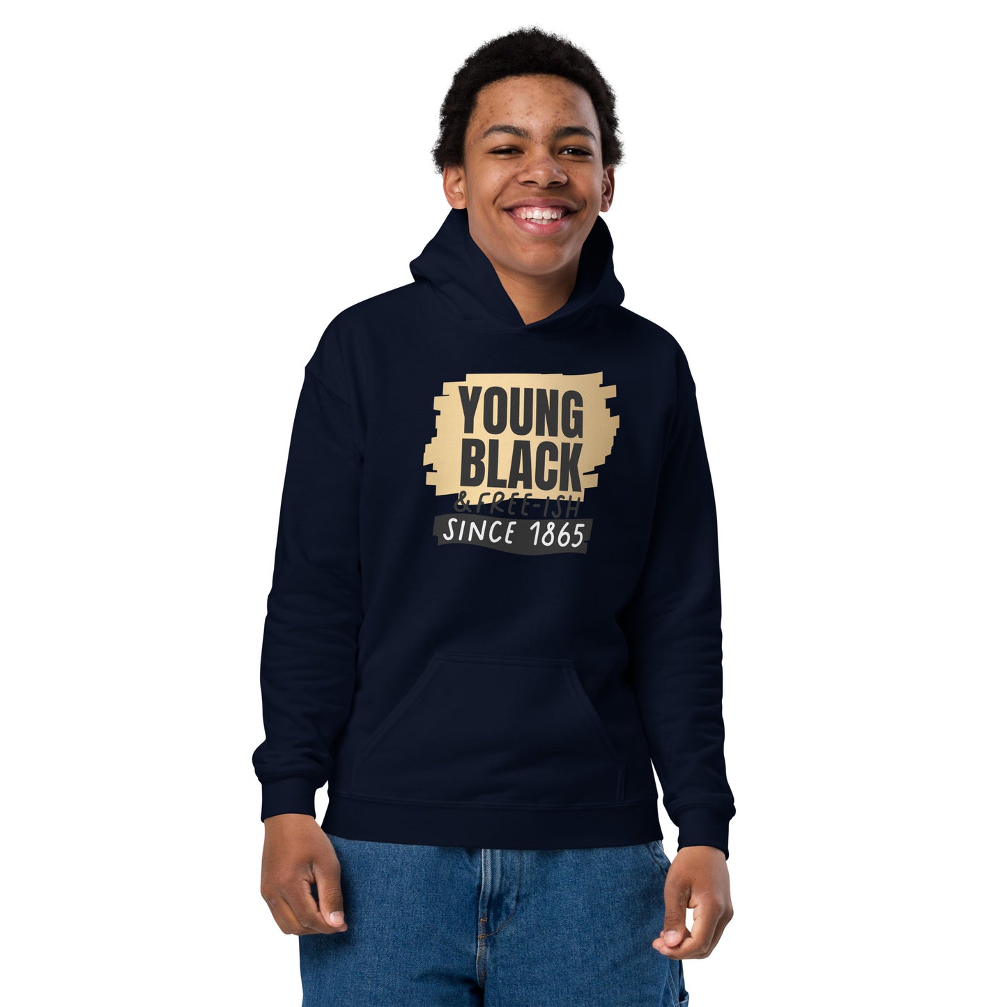 Youth heavy blend hoodie - Juneteenth Young Black Freeish Since 1865