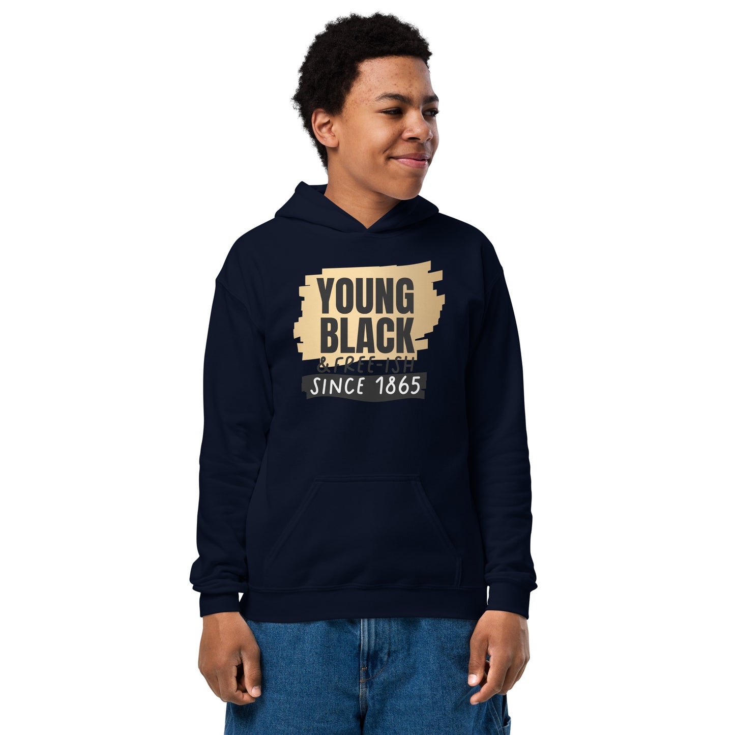 Youth heavy blend hoodie - Juneteenth Young Black Freeish Since 1865