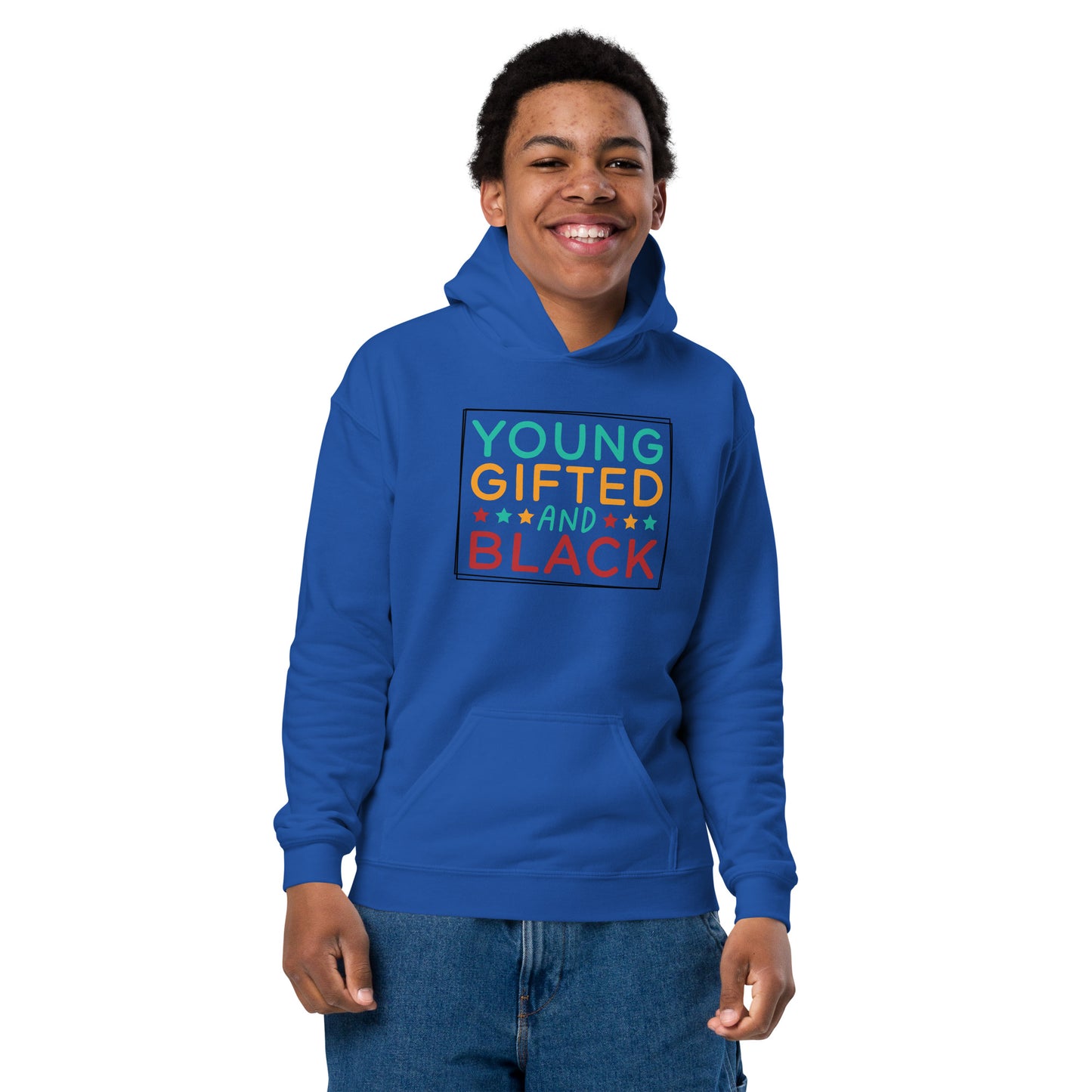 Youth heavy blend hoodie - Juneteenth Young Gifted and Black