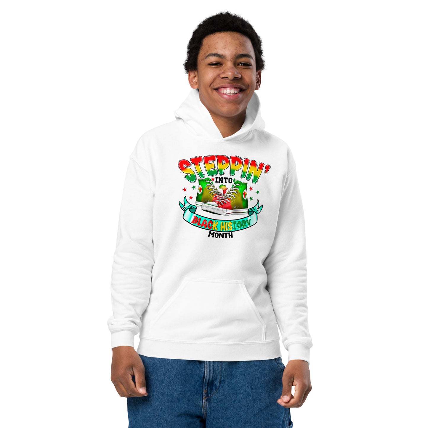 Youth heavy blend hoodie - Steppin Into Black History Month
