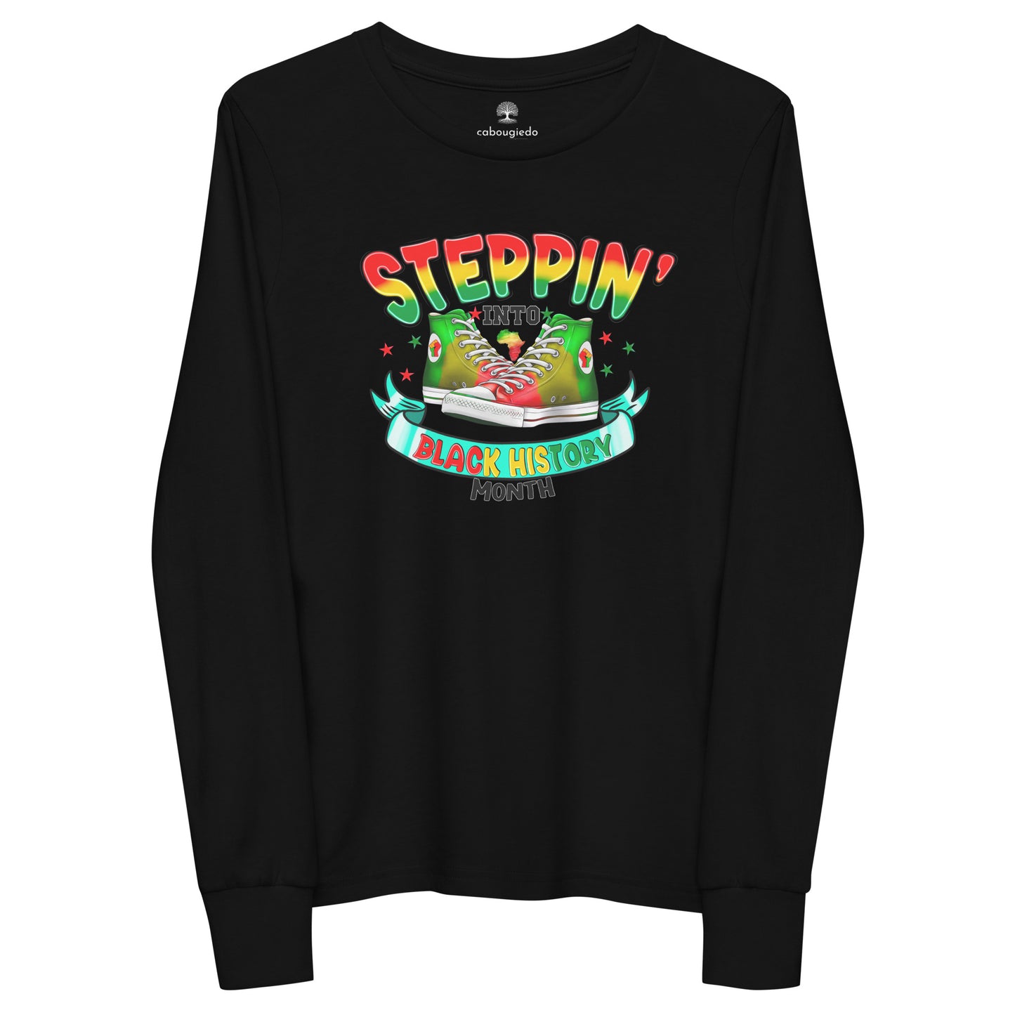 Youth long sleeve tee - Steppin Into Black History Month