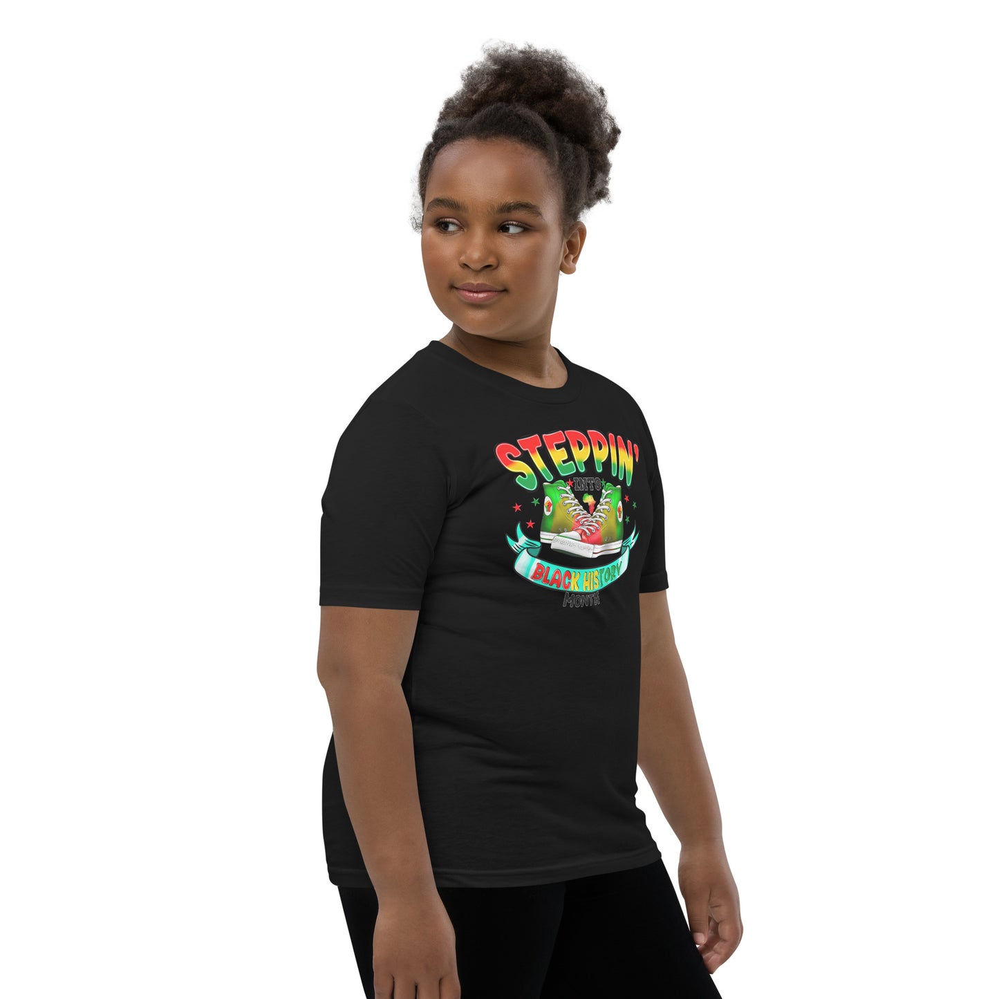 Youth Short Sleeve T-Shirt- Steppin Into Black History Month