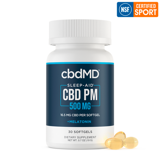 CBD PM Softgel Capsules 500 MG - 30 COUNT (NSF Certified for Sport)
