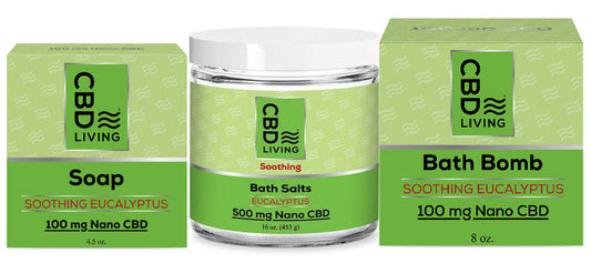 CBD Bath Bomb, Salt & Soap 500 mg Trio Set - Eucalyptus