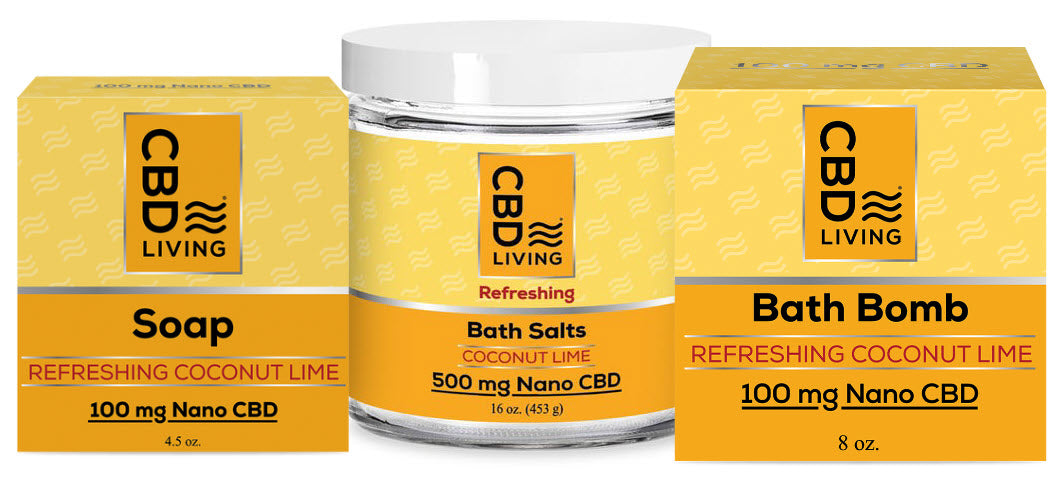 CBD Bath Bomb, Salt & Soap 500 mg Trio Set - Coconut Lime